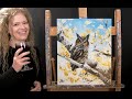 Learn to Paint BIRCH TREE OWL with a Painting Knife - Paint and Sip at Home - Step by Step Tutorial