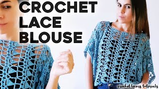 How to CROCHET BLOUSE OPEN STICTH: crochet a loose blouse in all sizes, crochet lace stitch