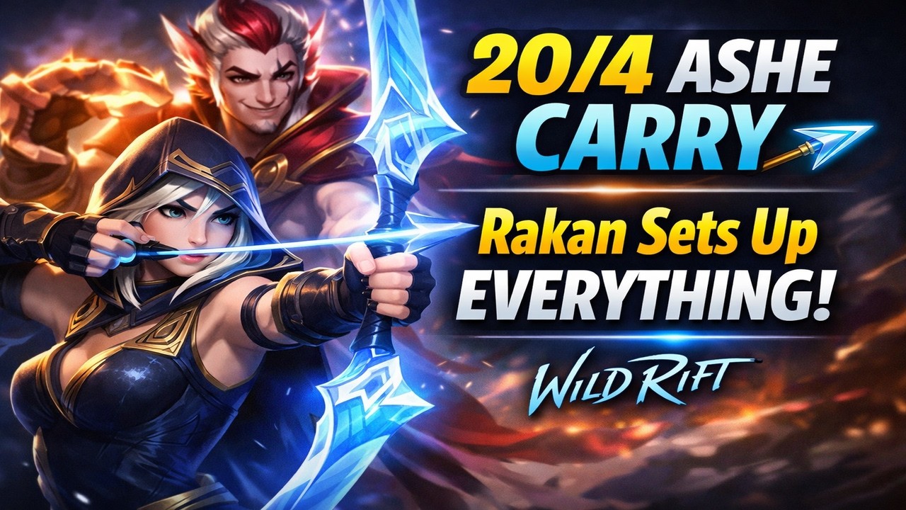 20/4 ASHE CARRY 🏹 Rakan Sets Up EVERYTHING | Wild Rift (Arctic Arrow)