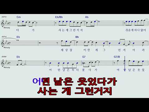 사는게그런거지 장민호원키  노래방 오선악보영상