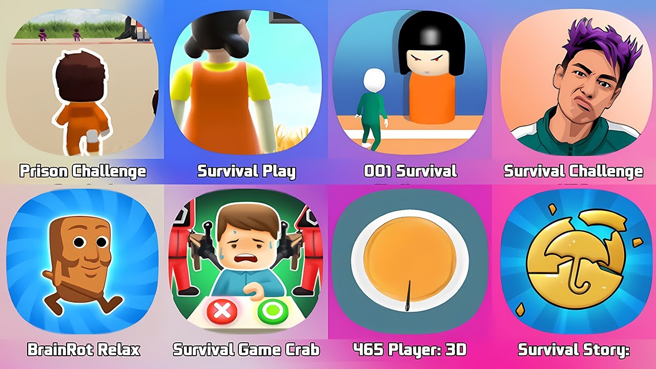 Prison Challenge Survival, Squid Game 3D, Rat Dance, 456 Squid Survival, 3D Run Challenge