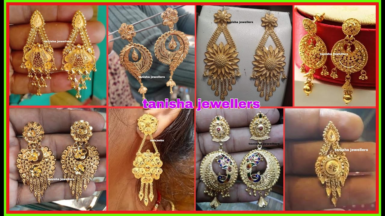 Latest Gold Earrings Designs With Weight And Price 2020 || Tanisha ...