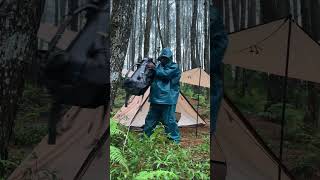 solo camping in heavy rain #asmr #camping #solocampinginheavyrain #rainsoundsforsleeping #shorts