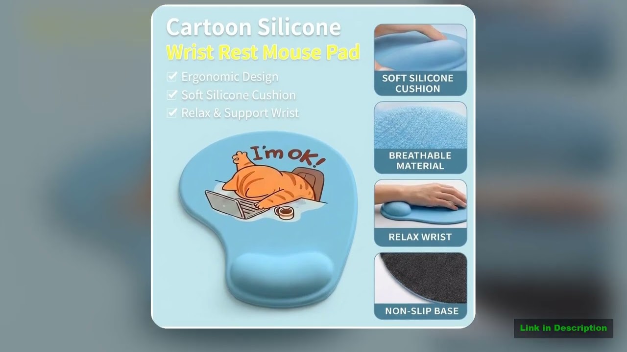 Cartoon Animal Mouse Pad Dirty Resistant NonSlip Base Ergonomic Wrist Pad Comfortable Mouse Pad