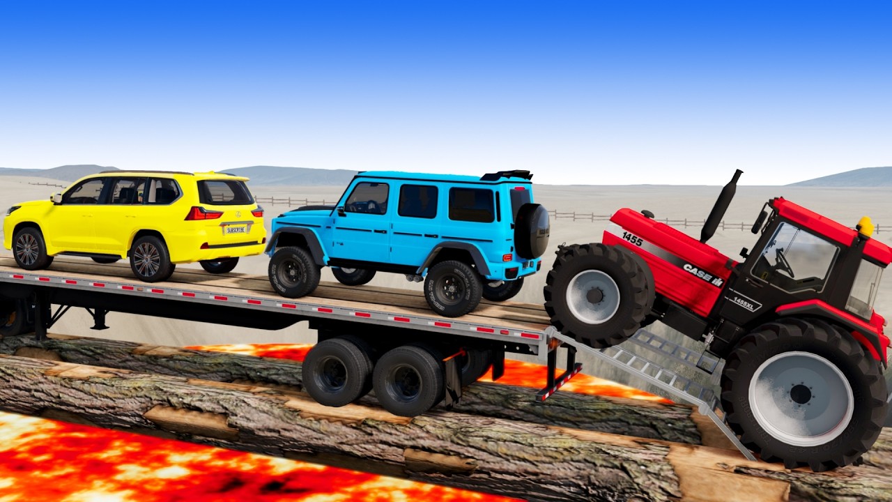 Грузовик с платформой Маккуин | Перевозка на грузовике — Выбоина против машины №23 — BeamNG.Drive