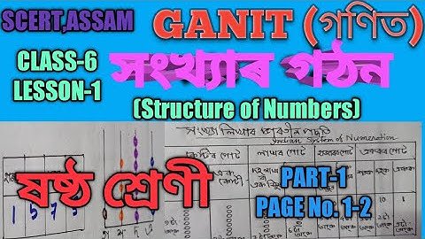 SCERT,ASSAM. CLASS-6 MATH (গণিত) LESSON-1 STRUCTURE OF NUMBERS (সংখ্যাৰ গঠন) PAGE NO.1-2 , PART-1