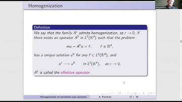 FD2W02 | Prof. Andrey Piatnitski | Homogenization of convolution type non-local operators