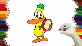 Dibujando a pato con un tambor amigo de pocoyo ? ?  - Dibubaron Speed Drawing