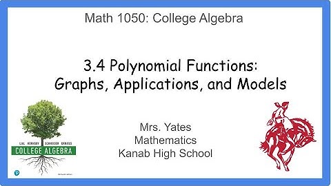 College Algebra: 3.4 Polynomial Functions: Graphs, Applications, and Models
