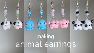 how i make my clay earrings 🍓 cute animal earrings process video