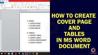 MS WORD TUTORIAL - HOW TO CREATE COVER PAGE & TABLES[LESSON 10]