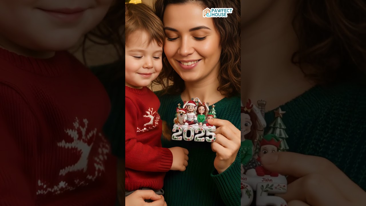 Custom Ornament - Gifts For Family, Dog Cat Lovers - Our Happy Place, Right Here - AOP-MQ0811 V2.1