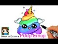 How to Draw a Unicorn Rainbow Poop Emoji Easy