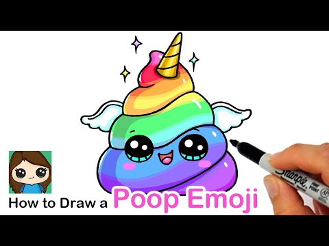 How to Draw a Unicorn Rainbow Poop Emoji Easy - YouTube