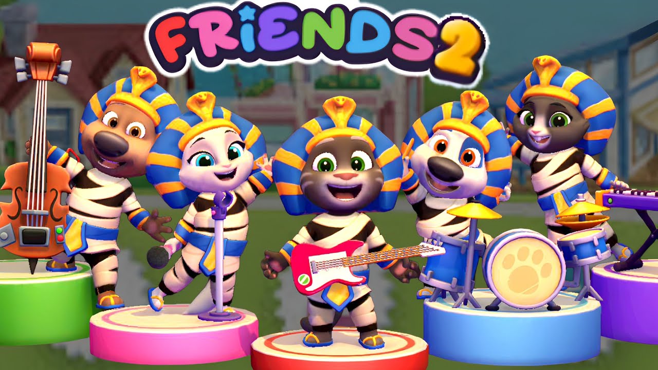 Rock Stars in My Talking Tom Friends 2 Halloween update Egyptian Mummy Costume unlocked Gameplay 