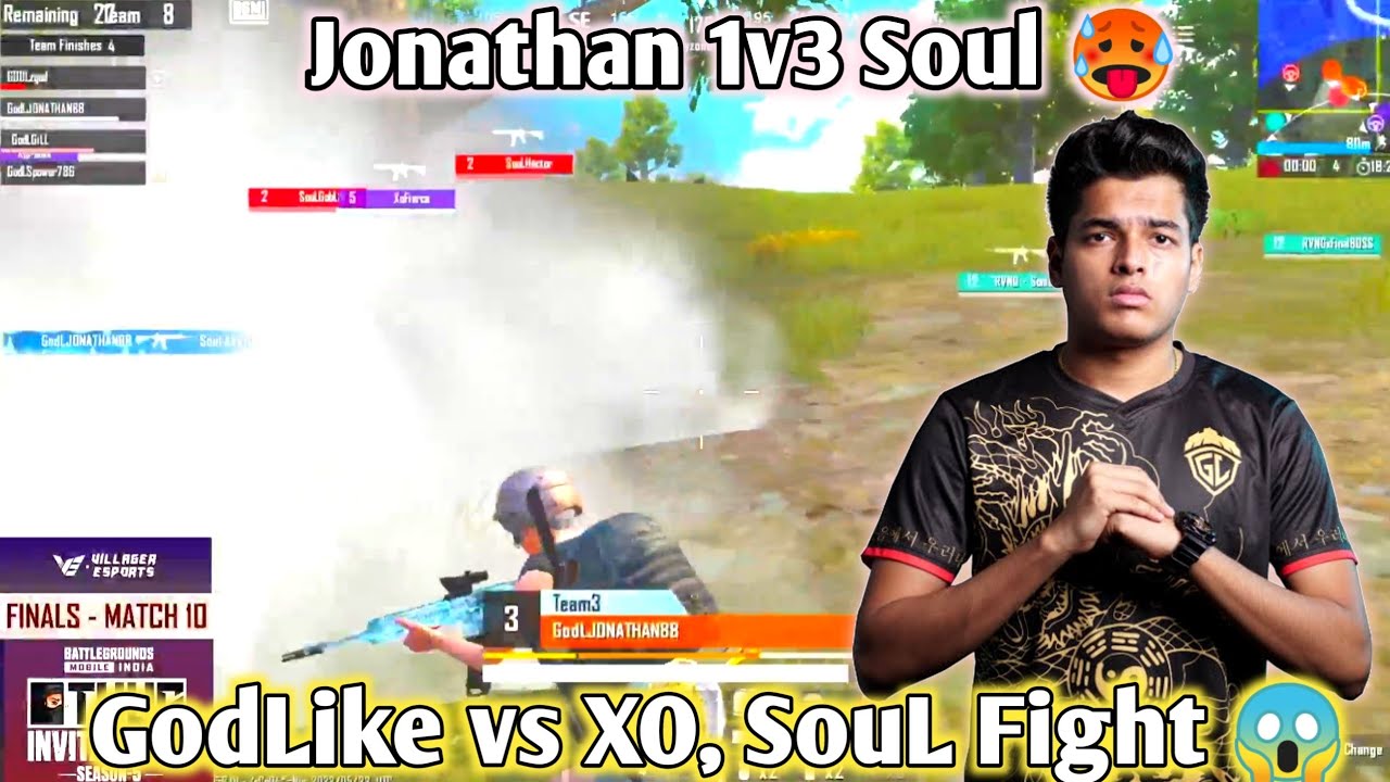 🇮🇳GodLike vs Xo, Soul Fight 😱| Jonathan 1v3 Soul 🥵| Jonathan is on fire ...