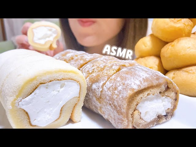 (咀嚼音)ローソンもち食感ロールとなめらかプチシュー/eating sound asmr