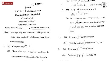 BCA 1ST SEM MATHEMATICS 1ST 2024 | MJPRU
