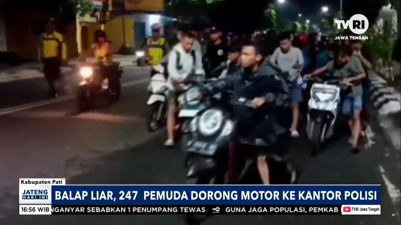 Balap Liar, 247 Pemuda Dorong Motor ke Kantor Polisi di Kudus
