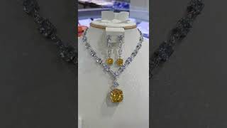 Square Yellow Diamond Necklace Diamond Necklace#shorts  #b2bjewelry #zircon #jewelrywholesale