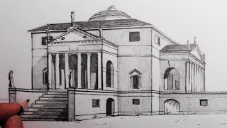 How to Draw Buildings in 1Point Perspective: The Villa Rotonda: Narrated