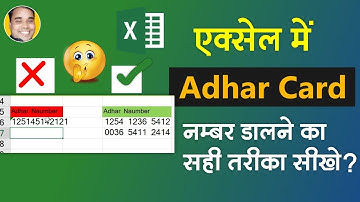 Excel Me Aadhar Card Number Dalne Ka Shi Tarika Kya Hai | Excel Aadhar Number Type