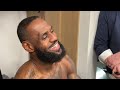 Lebron james talks to the media after the lakers win over the grizzlies