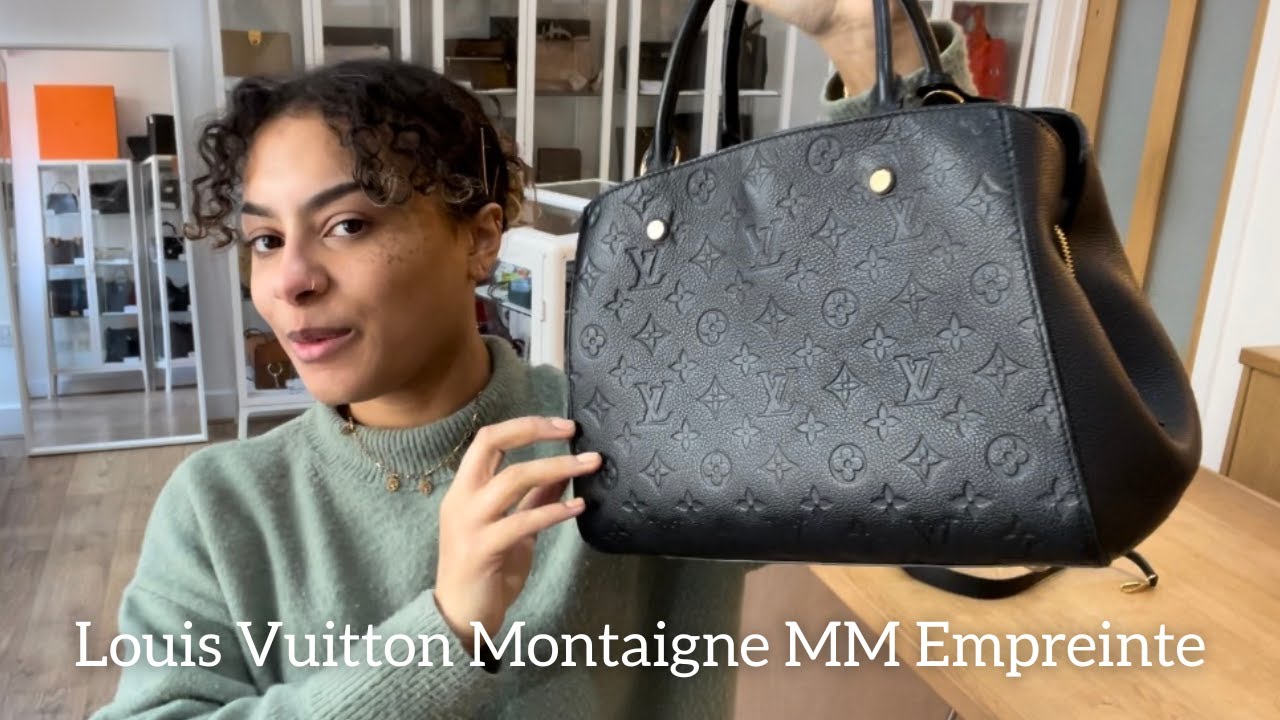 Louis Vuitton Montaigne MM Tote Black Empreinte Leather Shoulder Bag