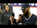 Lebron James Shareef O'Neal and Bronny watch Shaqir O'Neal in Rivalry Game vs Brentwood