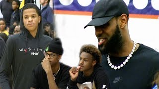 Lebron James Shareef O'Neal and Bronny watch Shaqir O'Neal in Rivalry Game vs Brentwood