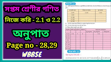 Class 7 Math nije Kori 2.1, 2.3/ সপ্তম শ্রেণীর  গণিত নিজে করি 2.1 ও 2.3/ Wbbse/ অনুপাত