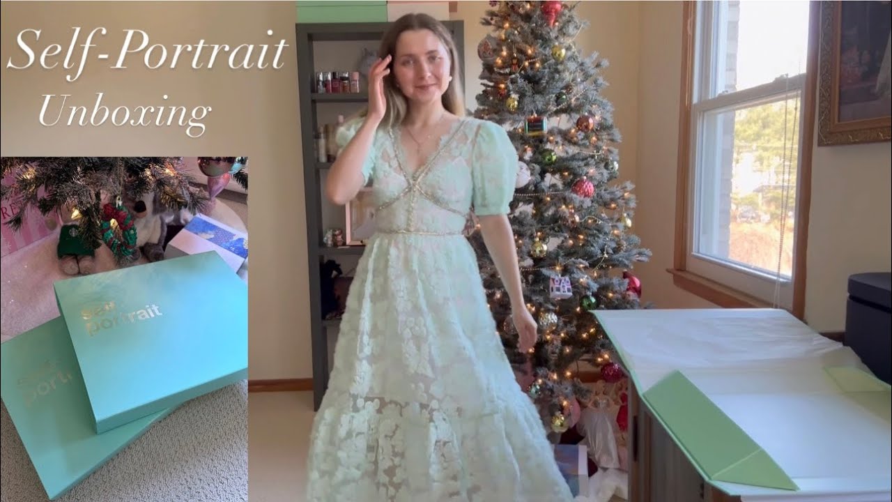 || SALE || Self-Portrait >> リボンフロントミディドレス Self-Portrait Unboxing - Mint Ribbon Lace Midi Dress - YouTube