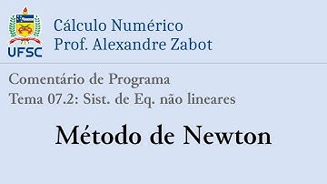 Comentário de Programa de Método de Newton para sistemas não lineares