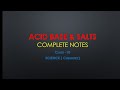 ACID BASE & SALTS || COMPLETE NOTES || CLASS 10