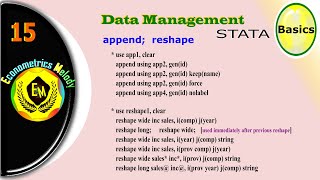 append reshape || STATA || Data Management || Econometrics Melody || U/Graduate || Mphil /Phd Wealth