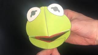 Making a Kermit The Frog paper Muppet puppet. (recreating a scene from The Muppets Take Manhattan )