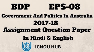 IGNOU BDP EPS-08 Assignment Question Paper 2017 2018 In English & Hindi EPS 08