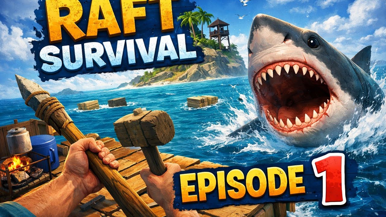 My new journey starts in a raft alone #raft survival episode 1 - YouTube