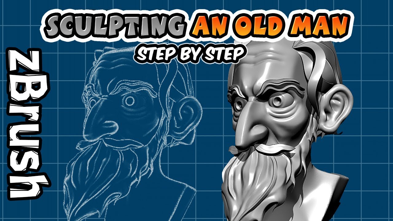 Sculpting a Cartoon Old Man Bust in ZBrush - YouTube