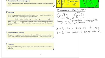 Math 101 - 5.7 Complex Zeros;  Fundamental Theorem of Algebra