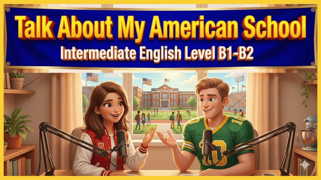English Podcast Speaking about my American school | Intermediate English Level B1-B2
