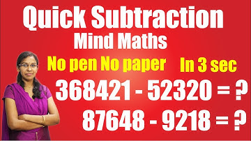Quick Subtraction -Fast Mental Maths -No Pen No paper-Vedic Maths