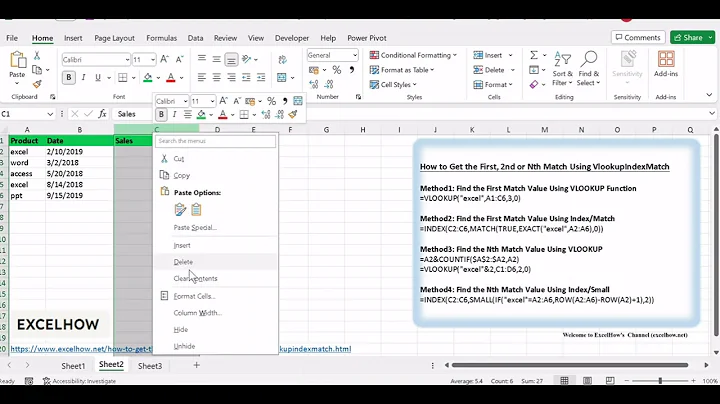 How to Get the First, 2nd or Nth Match Using VlookupIndexMatch