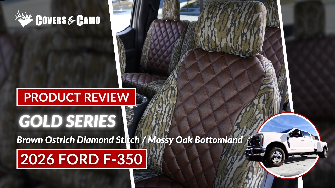 Mossy Oak Seat Covers | 2026 Ford F350 | Brown Ostrich Diamond