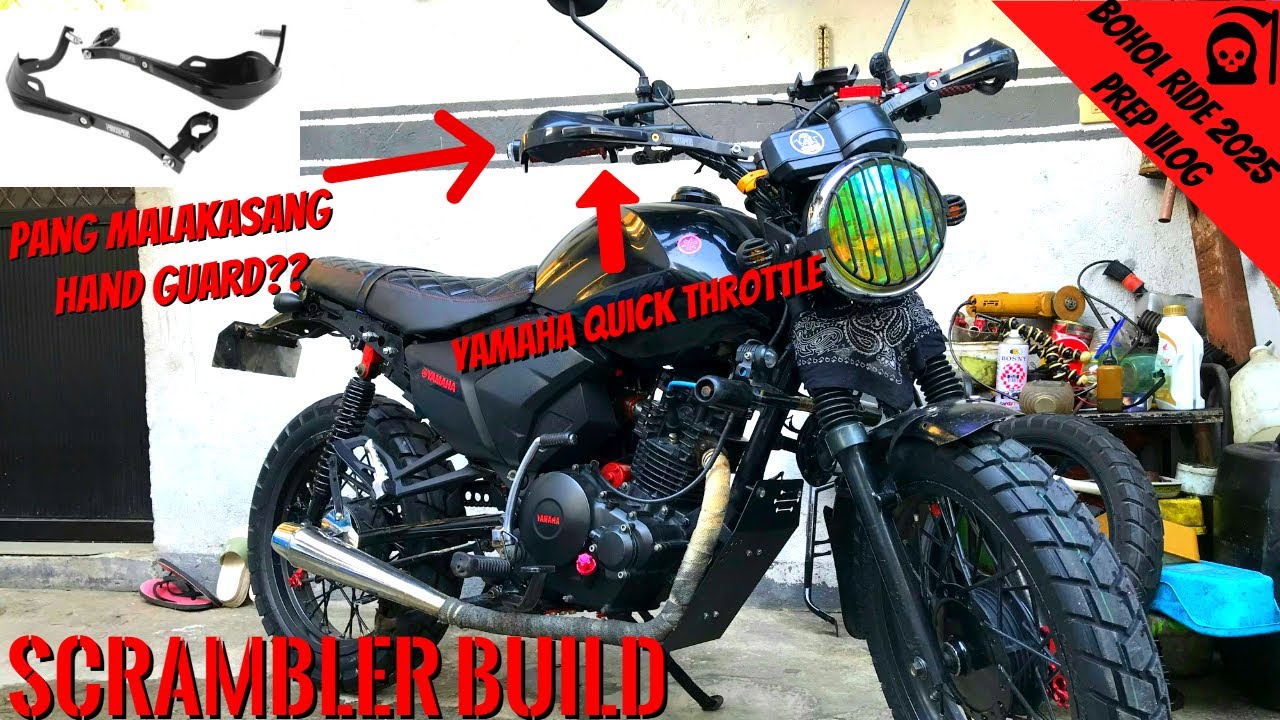 PRO TAPER HANDGUARD/YAMAHA QUICK THROTTLE INSTALL ON YTX 125 SCRAMBLER BUILD||BOHOL RIDE 2025 PREP
