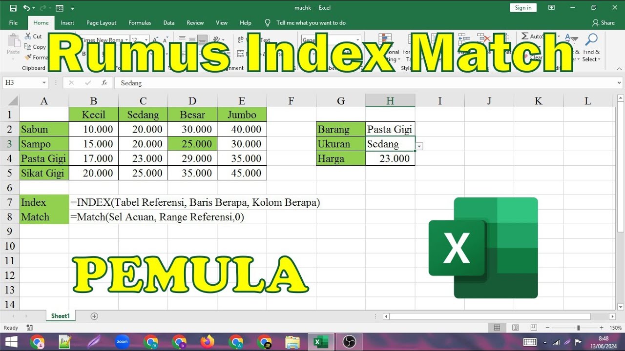 Cara Menggunakan Rumus Index Match Di Ms Excel - YouTube