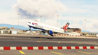 Самолет подпрыгнул при посадке Boeing 777 British Airways в аэропорту Гибралтара MFS2020