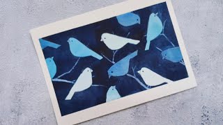 EASY watercolor birds using NEGATIVE PAINTING technique
