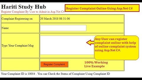 Register Complaint in Online Complaint System with Asp.Net C# | Hindi | Free Online Learning Classes