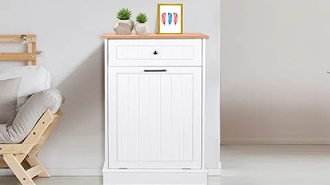DLATRE Tilt Out Trash Cabinet Kitchen Trash Can Holder Recycling Cabinet Laundry Hamper Review, Nice